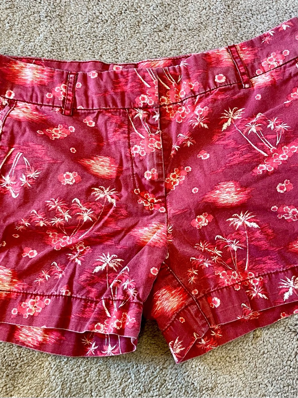 Joe's Jeans Red Tropical Palm Print Bermuda Shorts